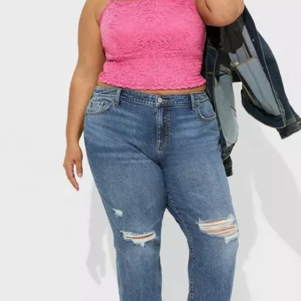 Torrids. Lace Square Neck Smocked Crop Top